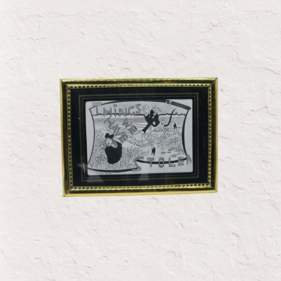 Vintage Antique Framed Thomas Theodor Heine Print Simplicissimus - Picture 1 of 9